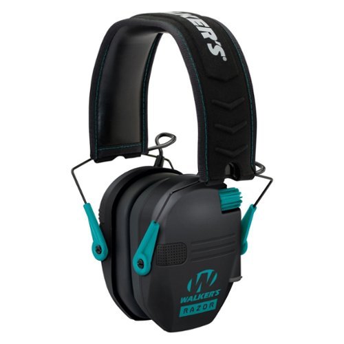 Walker’s - Walkers Razor Slim Electronic Muff - Black/Teal-Front_Standard 