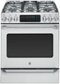 GE - Cafe 5.4 Cu. Ft. Self-Cleaning Freestanding Dual Fuel Convection Range - Stainless/Stainless look-Front_Standard