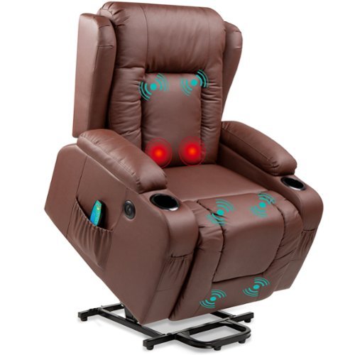 Best Choice Products - Electric Power Lift Recliner Massage Chair Furniture w/ USB Port, Heat, Cupholders - Brown-Front_Standard 