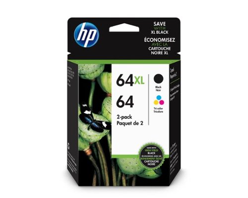 HP - 64XL/64 Multipack Ink Cartridges, 2/Pack (3YP23AN#140) - Black|Tri-color-Front_Standard 