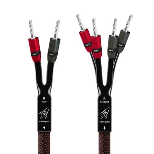 AudioQuest - Rocket 33 Single BiWire 9' Analog Speaker Cable w/ SureGrip 300 Connectors with Banana to Banana Connectors - Red on Black-Front_Standard 
