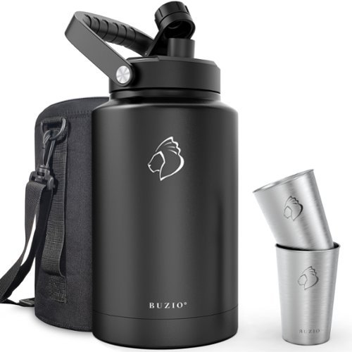 Buzio - Rock Series Insulated 128oz Water Bottle Growler with 2 Stainless Cups - Black-Angle_Standard 