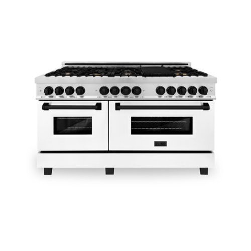 ZLINE - Autograph 60" Legacy Dual Fuel Range w/ 9 Burners & White & Black Accents (RAZ-WM-60-MB) - Multicolor-Front_Standard 