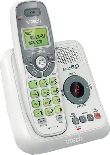  VTech - CS6124 DECT 6.0 Cordless Phone With Digital Answering System, 1 Handset - White/Gray