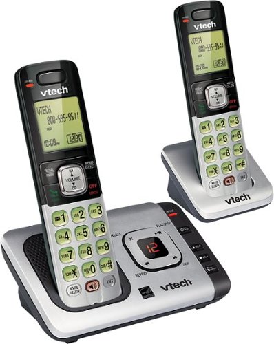  VTech - CS6729-2 DECT 6.0 Expandable Cordless Phone System with Digital Answering System - Silver/Black