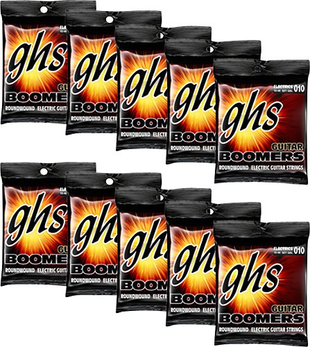  GHS Strings - Boomers Nickel-Plated Steel Electric Guitar Strings (10-Pack) - Silver
