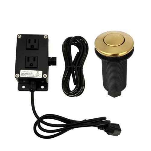 Akicon - Sink Top/Counter Top Dual Outlet Garbage Disposal Kitchen Air Switch Kit - Brushed Gold-Front_Standard 
