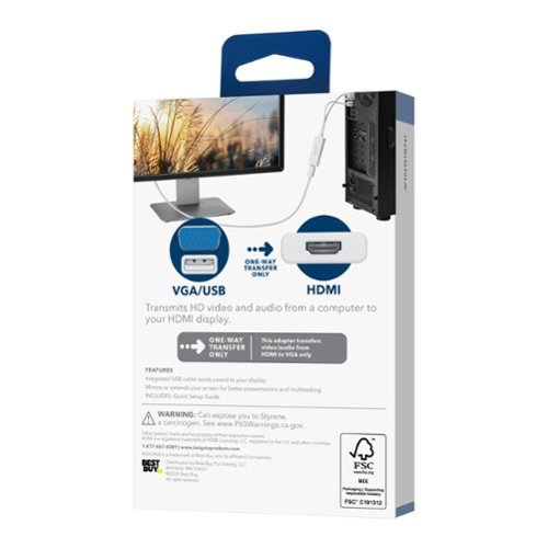 Insignia™ VGA to HDMI Adapter - White BUY IN AUSTRALIA