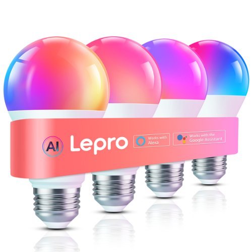 Lepro - A19 Smart LED Light Bulbs, 800 Lumens (4 Pack) - Color Changing-Front_Standard 