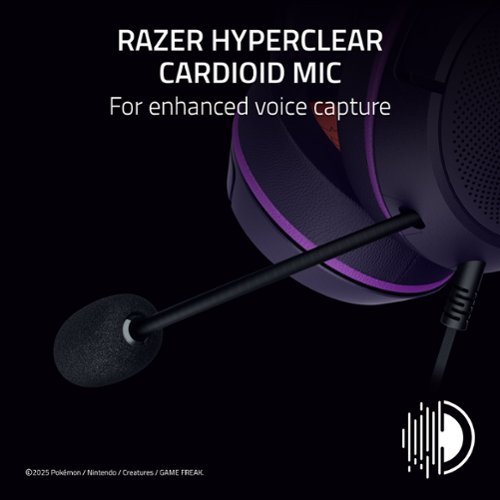 Razer Kraken Kitty V2 Wired Over-the-Ear Gaming Headset for PC, Mac, Nintendo Switch, Steam Deck, Mobile, and Tablet - Pokémon Gengar Edition WORLDWIDE DELIVERY