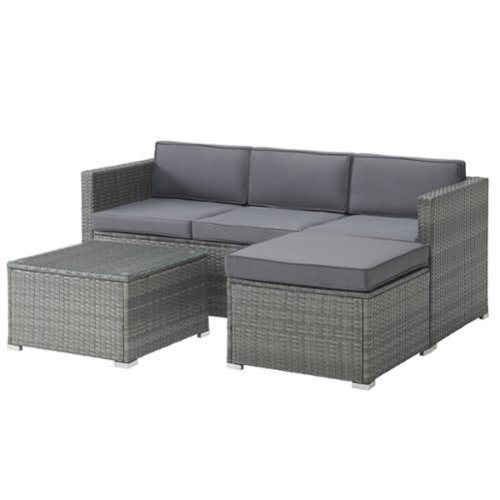 Lavish Home - 3PC Rattan Patio Furniture Set - Gray-Front_Standard 