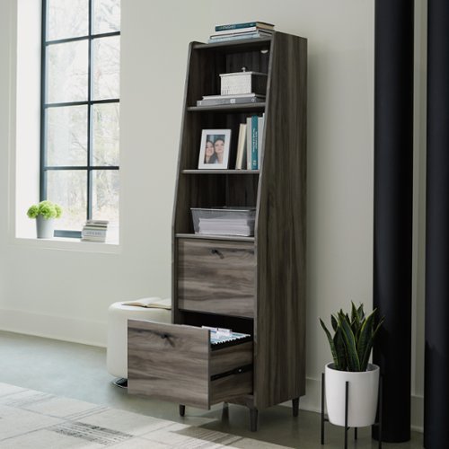 Sauder - Harvey Park Narrow Storage Bookcase - Gray-Front_Standard 