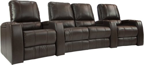  TheaterSeatStore - Magnolia 2-Seat Curved Leather Home Theater Seating with Love Seat - Brown