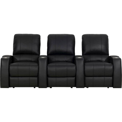 Octane Seating - Magnolia Straight 3-Seat Manual Recline Home Theater Seating - Black-Front_Standard 
