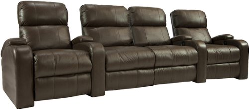  TheaterSeatStore - Headliner 2-Seat Straight Leather Home Theater Seating with Love Seat - Brown