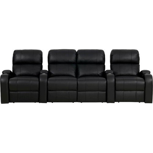 Octane Seating - Headliner Straight 4-Seat Power Recline Home Theater Seating with Middle Loveseat - Black-Front_Standard 
