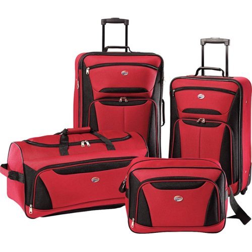  American Tourister - Fieldbrook II Luggage Set (4-Piece) - Red/Black