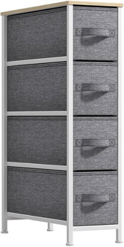 Sorbus - Narrow Dresser with 4 Drawers, Vertical Slim Storage Chest of Drawers with Steel Frame - Beige-Front_Standard 