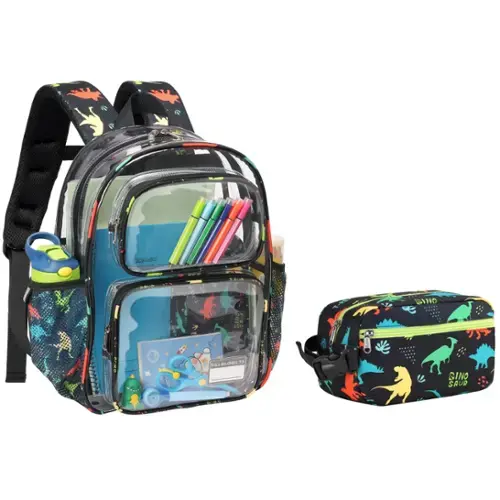 2pcs, C-black Dinosaur-Backpack & Lunch Bag