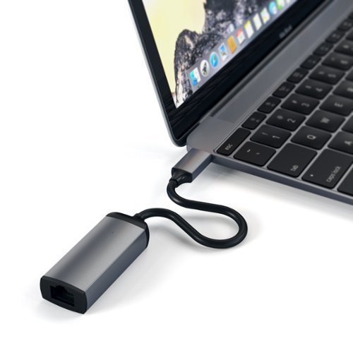 Satechi - Aluminum USB-C Gigabit Ethernet Adapter for MacBook Air/Pro M5/M4, iPad Air/Pro, iPad mini, iPhone - Space Gray-Front_Standard 