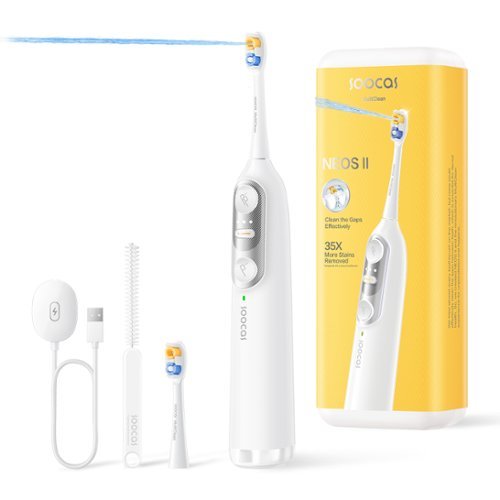 Soocas - NEOS II - Electric Toothbrush with Water Flosser, Cordless Water Flosser for Travel, Portable Oral Irrigator - Pearl White-Front_Standard 