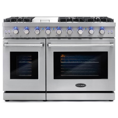 COSMO - COS-EPGR486G 48 in. Haven Collection 7 cu. ft. Double Oven Gas Range, 6 Burners, Griddle, Convection, Knob LEDs - Stainless Steel-Front_Standard 