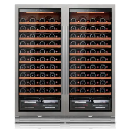 Front. Ca'Lefort - 48 inch 180-Bottle Wine Cooler Refrigerator Freestanding/Built-In 3-Color LED Lighting ，for Home, Bar & Office - stainless steel.