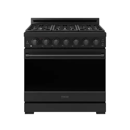 Front. Thor Kitchen - Gordon Ramsay Series by Thor Kitchen 6.0 Cu. Ft Freestanding Gas Range - Black.
