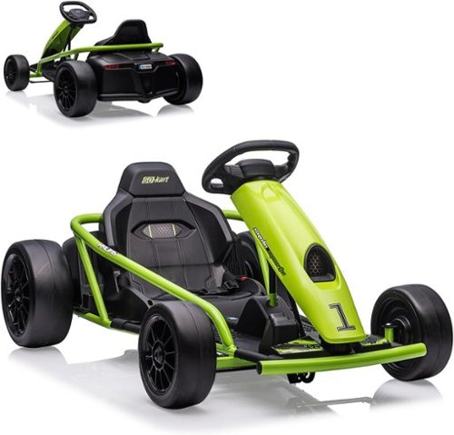 GARVEE - 24V Ride-On Go Kart for Teens, Dual 300W Motors, 9Ah Battery, 8MPH Fast Speed, Drifting Wheels, Music & Horn,Metal Frame - Green-Front_Standard 