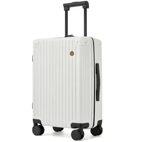 Front. Vulpecula Spade - 20 Inch Carry on Luggage,Airline Approved 22x14x9 Hard Shell Carry on Suitcase with 360° Spinner Wheels,TSA Lock and - White.