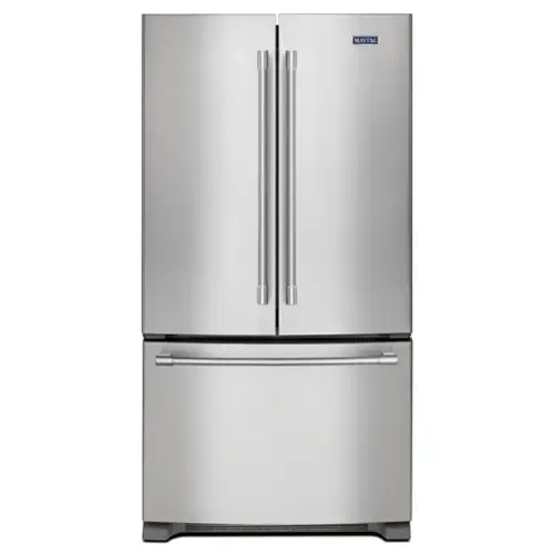Front. Maytag - 20 cu. ft. French Door Refrigerator with PowerCold Feature - Stainless steel.