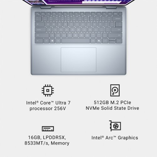 Dell Plus 14 2K 2-in-1 Laptop - Intel Core Ultra 7 Series 2 256V 2026 - 16GB Memory - 512GB Storage - Copilot+ PC - Ice Blue BUY IN SAUDI ARABIA