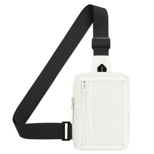 Unique Bargains - Mini Sling Bag 7.5 Inch Small Anti Theft Crossbody Sling Backpack Nylon Chest Bag Fanny Pack for Travel Running - White-Front_Standard 