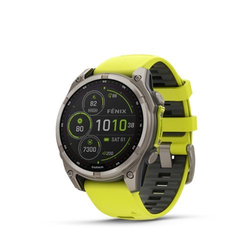 Garmin Fenix 8 47mm Solar Sapphire Titanium with Amp Yellow/Graphite Silicone Band