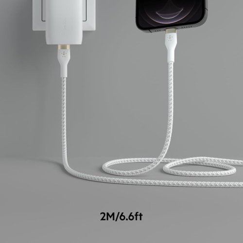 Belkin BOOST↑CHARGE Pro Flex Braided Silicone USB-C to Lightning Cable 6.6FT, MFi-Certified Charging Cable with Cable Clip - White BUY ONLINE