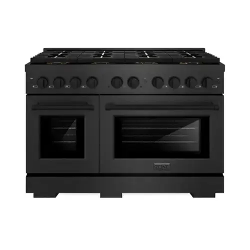 Front. ZLINE - 48 in. 6.7 cu. ft. Freestanding Paramount Dual Fuel Range with 8 Burner DuoPro Cooktop in Black Satin Stainless Steel - Black Satin Stainless Steel.