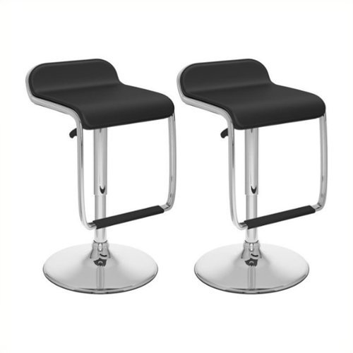 CorLiving - Barstools (Set of 2) - Black/Chrome-Front_Standard 