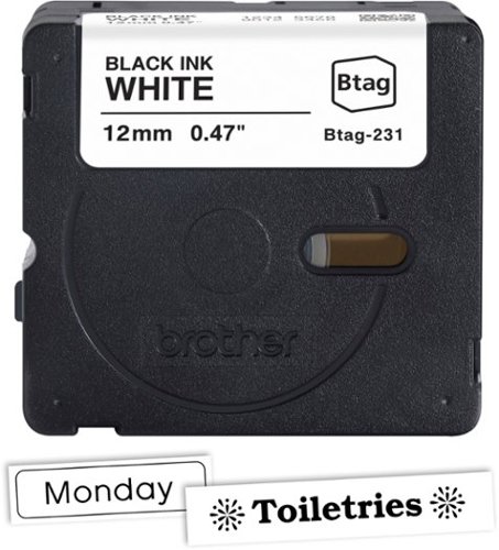 Brother P-touch Btag BTAG231 Black on White Label Tape, 1/2 x 13.1' (12mm x 4m) WORLDWIDE DELIVERY