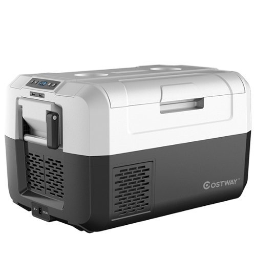 Costway - 37 Quart Portable Electric Car Cooler Refrigerator Compressor Freezer Camping - White/Black