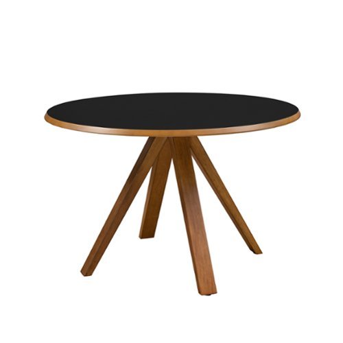 Walker Edison - Mid-Century Modern Minimalist Round Dining Table - Black-Front_Standard 