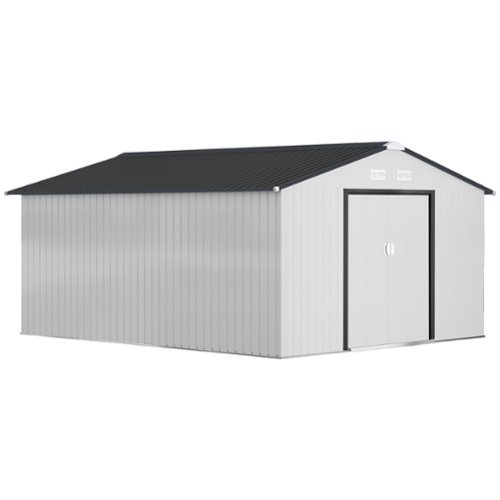 Outsunny - Garden Metal Shed, Storage Shed Utility Storage with Double Locking Doors for Bike-Front_Standard 