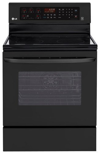  LG - 6.3 Cu. Ft. Self-Cleaning Freestanding Electric Convection Range - Smooth Black