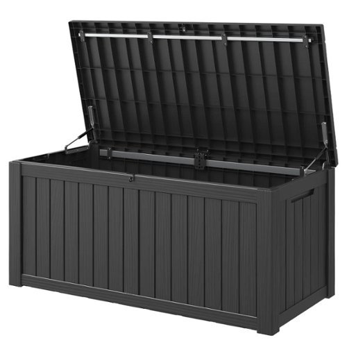 Yardgrace - 150 Gallon Waterproof Deck Box Lockable Patio Storage for Patio Furniture,Garden - Black-Front_Standard 