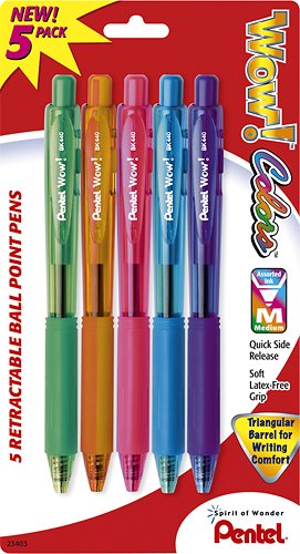  Pentel - Wow Assorted Retractable Ball-Point Fashion Pen (5-Pack) - Multicolor