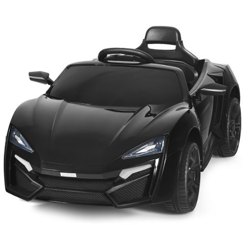 Costway - 12V Kids Ride On Car 2.4G RC Electric Vehicle w/ Lights MP3 Openable Doors - Black-Front_Standard 