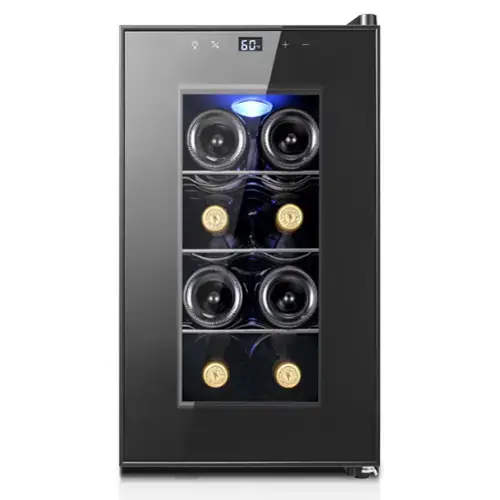 Front. Yeego - Wine Cooler Refrigerator, 8-BottleThermoelectric Countertop Fridge,  Small & Silent Wine Cooler for Home / Office - Black.