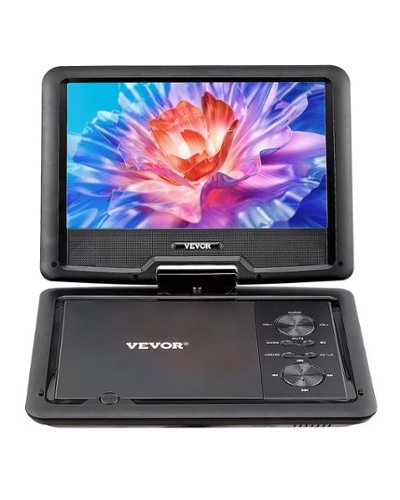 VEVOR - Portable DVD Player, 10.1 inch HD Swivel Display Screen, 4 Hours Built-in Rechargeable Battery - Black-Front_Standard 