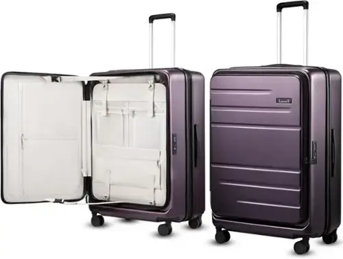 Front. LUGGEX - LUGGEX 28 Inch Checked Luggage, Opening Expandable Polycarbonate Hard Shell Suitcase with TSA Approved Lock - FLO5 - Purple.