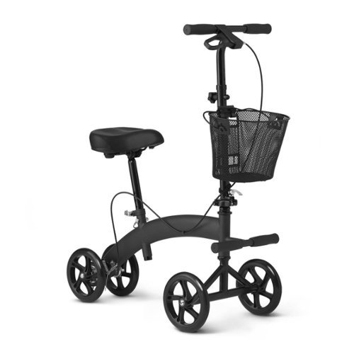 Medline - Manual Seated Scooter with Footrest and Basket - Black
