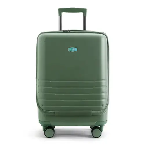 Front. Bagsmart - Getaway 20" Carry-on Front-Opening Luggage, Expandable Hardside Suitcase with 15.6 Inch Laptop Compartment & TSA Lock - Olive Green.